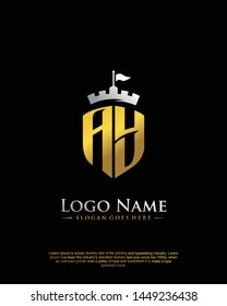 initial AY letter with shield style logo template vector