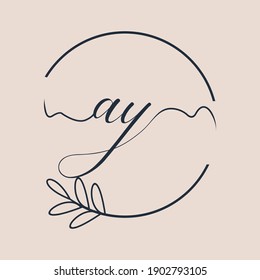 Logotipo inicial de AY Escritura a mano vector floral y botánico