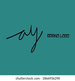 Initial ay logo handwriting vector