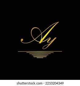 Ursprüngliche AY-Logo-Signatur elegantes goldenes Element