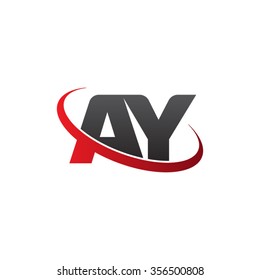 initial AY swoosh ring company logo red black