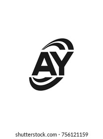 initial AY swoosh ring company logo black