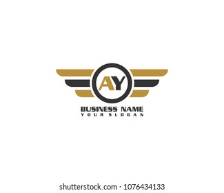 Initial AY wing logo template vector