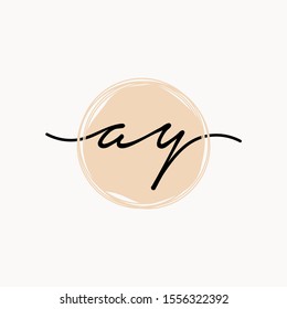 Initial AY or A Y beauty monogram and elegant logo design, handwriting logo of initial signature, wedding, fashion and botanical with creative template. brush concept - vector