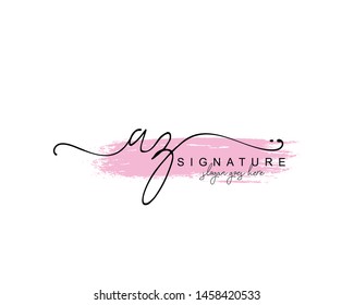 Initial AZ beauty monogram and elegant logo design, handwriting logo of initial signature, wedding, fashion, floral and botanical with creative template.