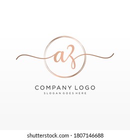 Monograma inicial de belleza AZ y diseño elegante de logotipo, logotipo de escritura a mano de firma inicial, boda, moda, floral y botánica con plantilla creativa.