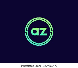 Initial AZ circle techno logo vector