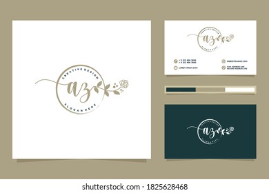 Initial AZ Feminine logo collections and business card templat Premium Vector