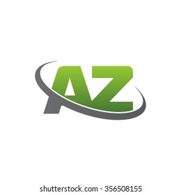 initial AZ swoosh ring company logo green gray