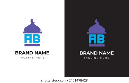 Initial A B AB BA logo with mosque shape 