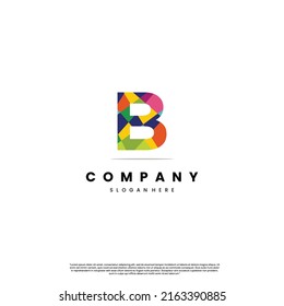 B inicial con diseño de logotipo colorido abstracto concepto moderno