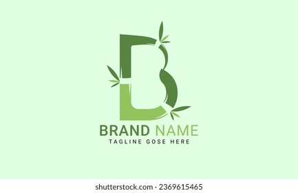 Alfabeto B inicial con hoja de bambú. concepto de logotipo ecológico. Símbolo del alfabeto de la letra B para identidad empresarial y de empresa