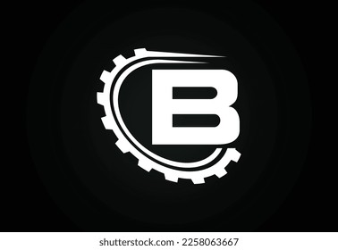 Initial B alphabet with a gear. Gear engineer logo design. Logo for automotive, mechanical, technology, setting, repair business, and company identity