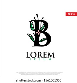 Initial b beauty monogram and elegant logo design. modern floral icon, template illustration
