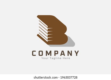 Initial B Book Logo, letter B with book icon combination, Flat Vector Logo Design Template, vector illustration