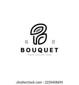 B inicial para Bouquet con diseño de logotipo bonito de hoja