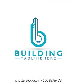 initial B with building vector logo design. Letter B logo formed building symbol