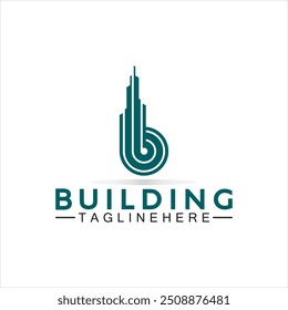 initial B with building vector logo design. Letter B logo formed building symbol