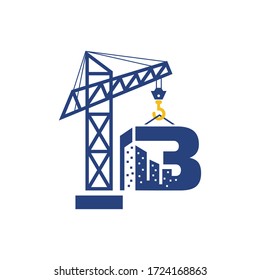 Initial B Crane Building Real Estate Construction Logo Design.