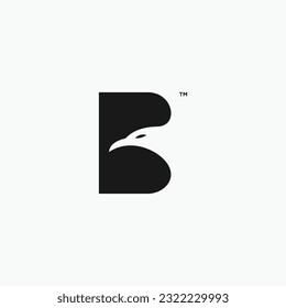 initial b with eagle logo design vector silhouette illustration