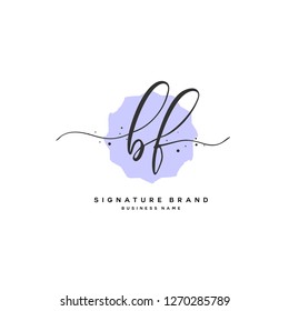 Initial B F BF handwriting logo vector. Letter handwritten logo template.