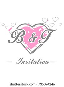 Initial B & F wedding invitation logo template vector
