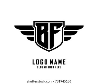 Initial B & F wing logo template vector