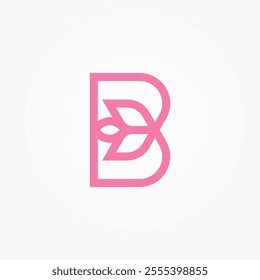 initial B Flower Logo, letter B with Flower combination, usable for brand and company logos, vector illustration