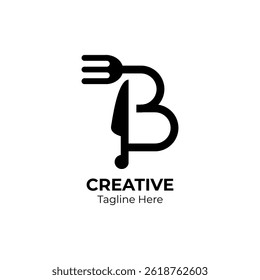 Initial B food equipment simple logo template. Letter B food logo design.