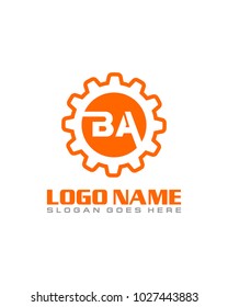 Initial B & A gear logo template vector