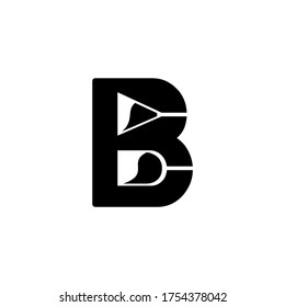Initial B With Glass Cocktail Or Bar Vector Logo