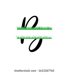 Initial b grass monogram split letter vector isolated