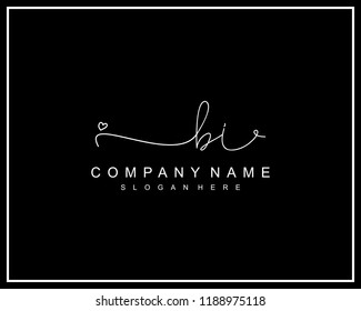 Initial B I handwriting logo template vector