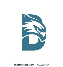 Initial B Hawk Face Aqua Color  