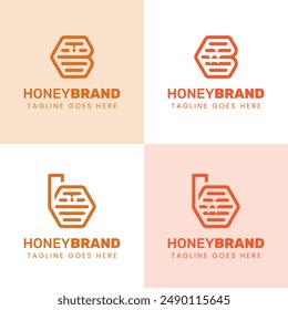 Initial B Honey Logo Set, Perfect for Beekeeping and Honey Producers