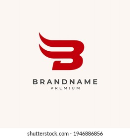 Initial B Horn Logo, Red letter B with horn Combination, usable for business and brand logos, flat design logo template, vector illustration
