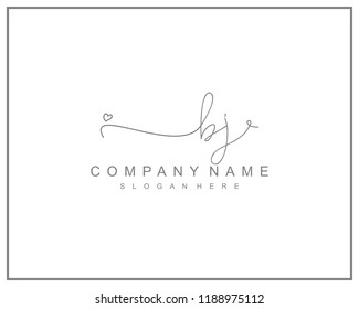 Initial B J handwriting logo template vector