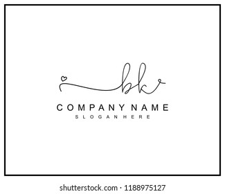 Initial B K handwriting logo template vector
