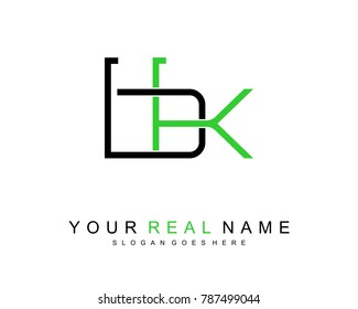 Initial B & K minimalist logo template vector
