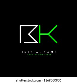 Initial B K minimalist modern logo identity vector
