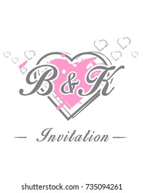 Initial B & K wedding invitation logo template vector