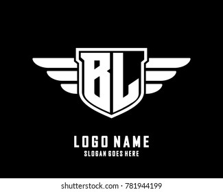 Initial B & L wing logo template vector