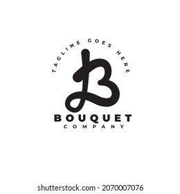 Diseño inicial de logotipo B y Leaf para Bouquet vintage