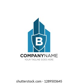 initial b letter building logo vector illustration design template
