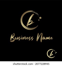 Initial b Letter with circle paintbrush for Cosmetic, boutique, make up, jewelry, spa and massage, salon, soap homemade, Handcraft Business Logo Vector Concept