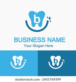 Initial b Letter for Dentist or Dental Clinic Modern Logo Idea. Dental Care, Teeth Care, Orthodontic, Dentistry Logo Concept