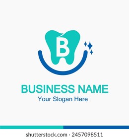 Initial B Letter for Dentist or Dental Clinic Modern Logo Idea. Dental Care, Teeth Care, Orthodontic, Dentistry Logo Concept