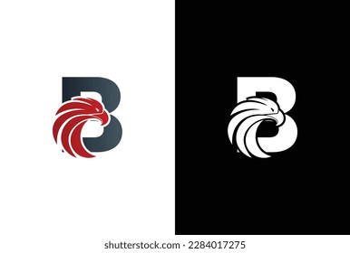 Initial B Letter Eagle Logo Icon with Creative Eagle Head. Letter B Eagle Logo Vector Illustration Design