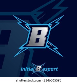 Initial B letter esport logo illustration, esport mascot gamer team work design, streamer logo