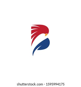 Initial B letter Falcon Eagle Bird Logo Template vector